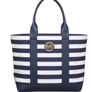 Michael Kors Striped Navy and White Tote